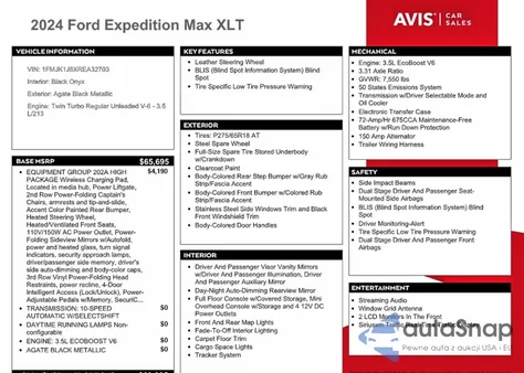 2024 Ford Expedition Max Xlt z USA, uszkodzony, nr VIN 1FMJK1J8XREA32703